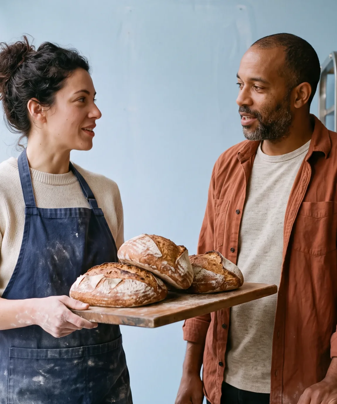 The two owners of a small bakery at work